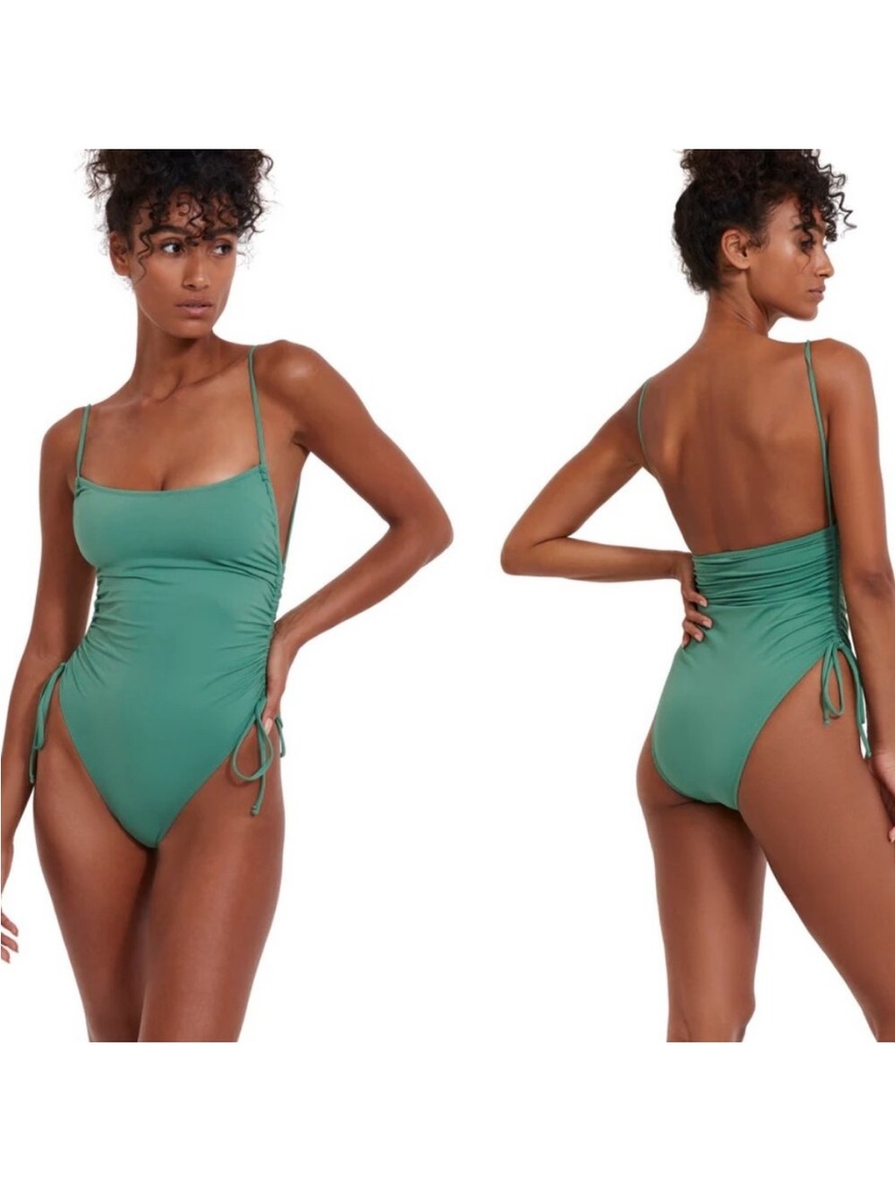 Gottex Flirrt Adjustable Green Ruched One-Piece Swimsuit